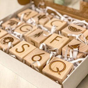 ABC Blocks | 15 Wooden Block Toys | Laser Engraved Handmade Blocks | Baby Blocks | Childrens Blocks | Building Blocks | Wood Alphabet Blocks