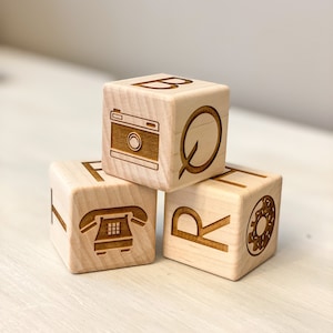 ABC Blocks | 7 Wooden Block Toys | Laser Engraved Handmade Blocks | Baby Blocks | Childrens Blocks | Building Blocks | Wood Alphabet Blocks
