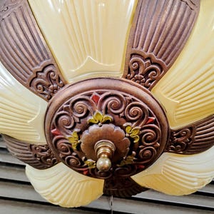 1937 Virden Slip Shade Chandelier and Matching Sconce