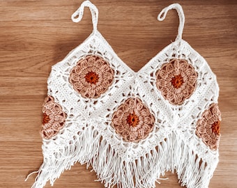 Boho Fringe Floral Crop Top / Groovy Crop Top / Summer Crop Top / Client Closet / Boho Vibe