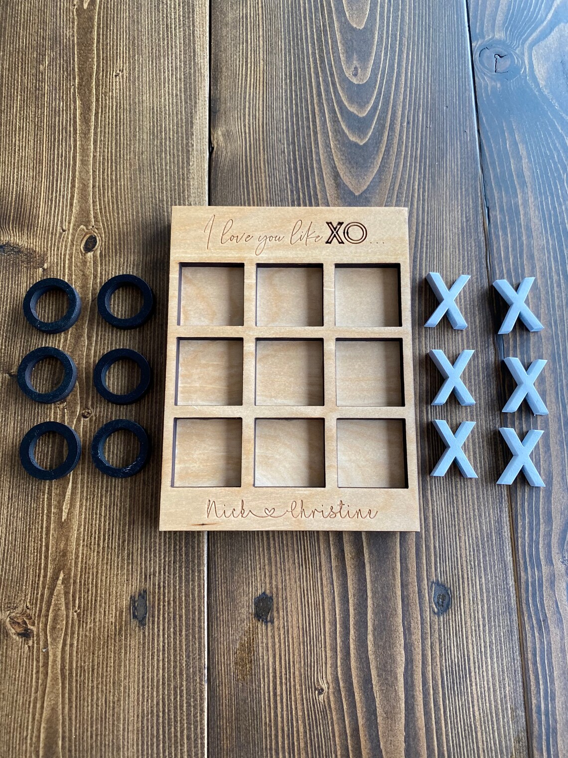 Tic Tac Toe Aus Holz - Nautisches Strategiespiel In Schwarz