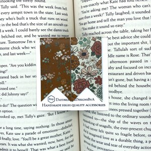 Set of 2 Faux Leather Magnetic Bookmarks Page Markers Brown Floral Vintage Bookish Gift for Readers Book Lover Booktok