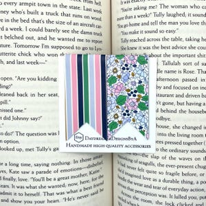 Set of 2 Faux Leather Magnetic Bookmarks Page Markers Brown Floral Stripes Spring Bookish Gift for Readers Book Lover Booktok