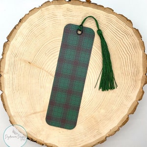 Plaid Christmas Faux Leather Green Bookmark Gift for Reader Bookworm Book Lover