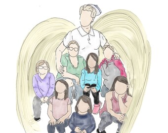 Watercolor Family Portrait with Angel DIGITAL
