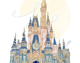 DIGITAL watercolor Castle