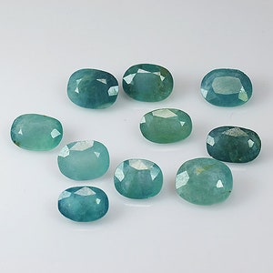 7.750Cts & 7x6x3 mm_ NATURAL GRANDIDIERITE LOOSE GEMSTONE_ Earth mined Blue Green Natural Grandidierite Oval cut 10 Pc&#39;s Lot Loose Gemstones