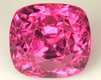 Hot Pink Spinel Gemstone: 1.32 Ct Cushion Cut, Burma Origin