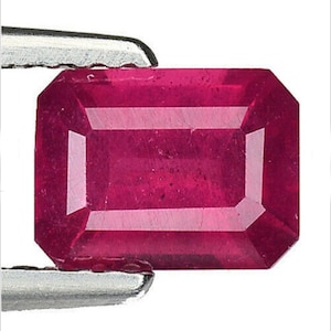 NATURAL RUBY OCTAGON Cut Gemstones! 2.10 Ct & 8x6x4 mm - Beauteous Gem Red Pinkish Natural Ruby 8x6 Octagon Cut Loose Gemstones / Ref Video