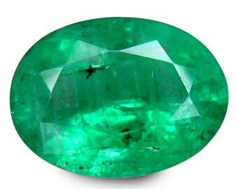 Zambian Emerald Gemstone, 1.520 ct Oval Cut Green Emerald