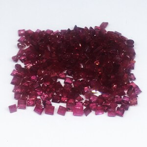 Natural Ruby 2mm Octagon calibration size gemstones for jewelry settings! 14.600 Cts Pink Red Natural Ruby Square Calibration Lot Gemstones