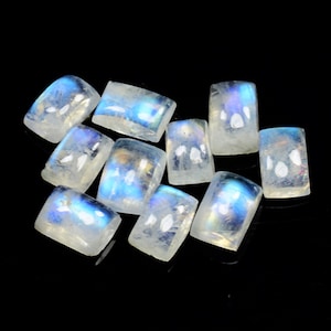 7.400 Cts Blue Natural Moonstone Cushion Cabochon Calibration 10 Pieces Loose Gemstones for Jewelry. moonstone ring, moonstone earrings
