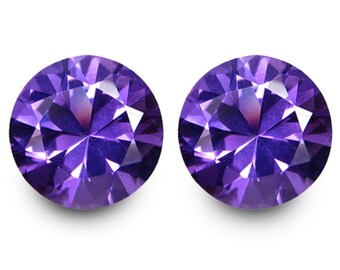 NATURAL AMETHYST GEMSTONE! 2.750Cts & 7x5mm Purple Natural Amethyst Round Cut 2Pcs of Lot Loose Gemstones! Amethyst Ring Jewelry / See Video