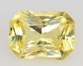 Saphir jaune non chauffé, pierre précieuse de taille radiante de 0,98 carat, Sri Lanka
