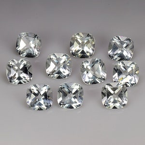 NATURAL TOPAZ GEMSTONES / 11.00Cts & 6x4mm_ Clean VVs Natural Diamond White Topaz Cushion Cut 10Pc&#39;s Lot Loose Gemstones /topaz Ring/Ref Vdo
