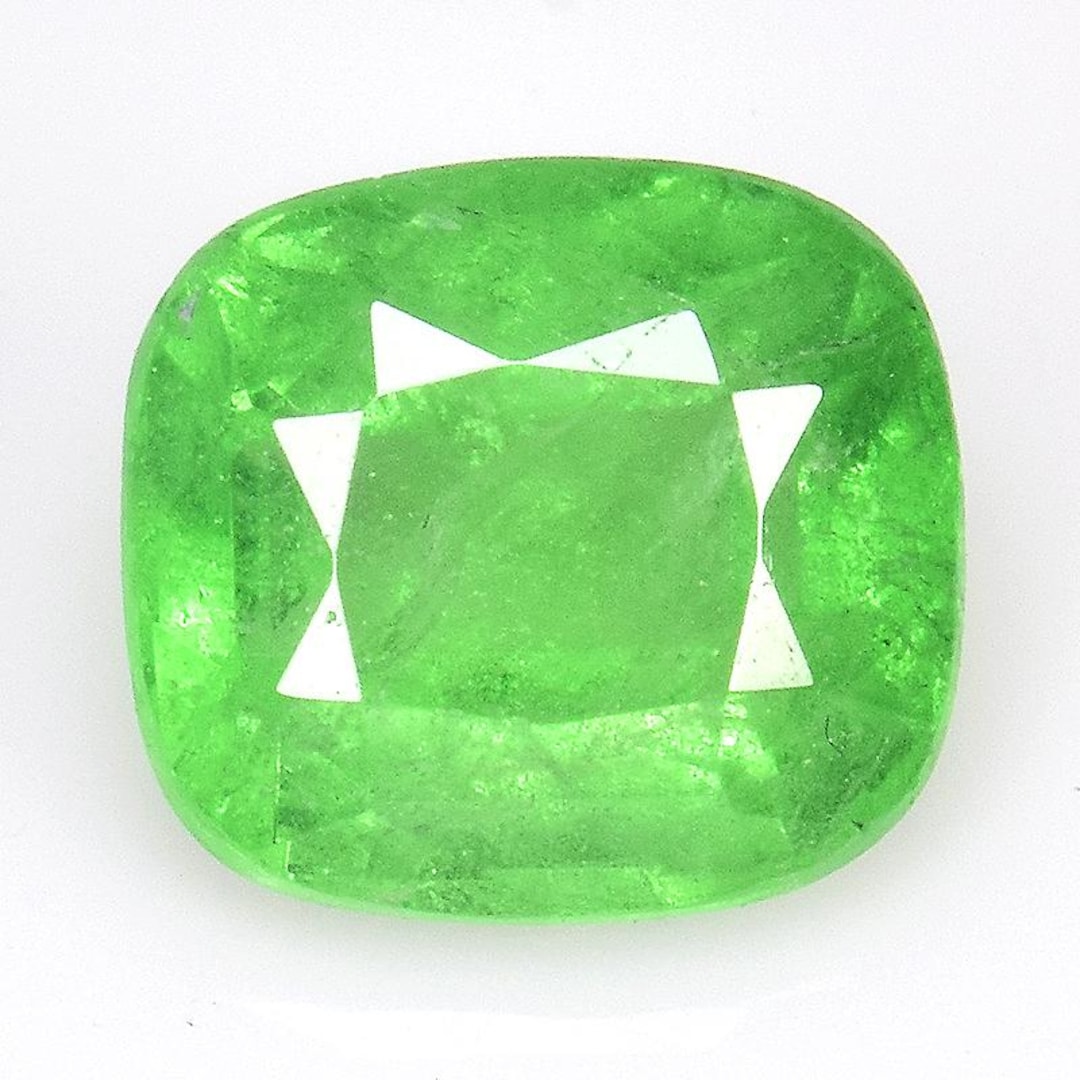 Tsavorite NATURAL TSAVORITE GARNET Cushion Cut Gemstone, 1.25 Ct - Vivid Green ...