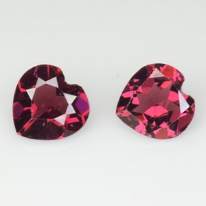 RHODOLITE NATURAL GARNET / 1.600Cts & 6x6x4mm _ Purple Pink Natural Rhodolite Garnet Heart cut 2Pcs Gemstones / Rhodolite Garnet ring/ C Vdo