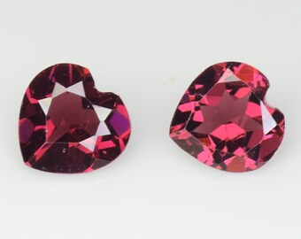 RHODOLITE NATURAL GARNET / 1.600Cts & 6x6x4mm _ Purple Pink Natural Rhodolite Garnet Heart cut 2Pcs Gemstones / Rhodolite Garnet ring/ C Vdo