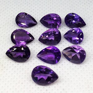 PURPLE NATURAL AMETHYST Gem! 18.300 Cts & 10x7x4mm _ Purple Natural Amethyst Pear Cut Calibrated 10Pc&#39;s Lot Gemstones! Amethyst Ring Pendant