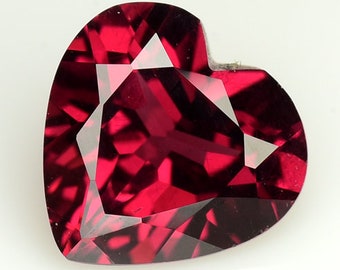 Granate rodolita natural: piedra preciosa de corte de corazón de color rosa púrpura de 1,20 ct