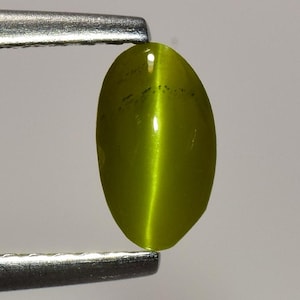 0.62 Ct & 6.5x3.5 mm_ NATURAL CHRYSOBERYL CAT&#39;S EYE_ Yellowish Green Color Unheated Natural Chrysoberyl Cat&#39;s Eye Loose Gemstones Sri lanka