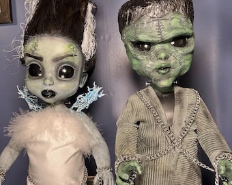 Anpassade Frankenstein-brud-skräckdockor – OOAK handgjort samlarset