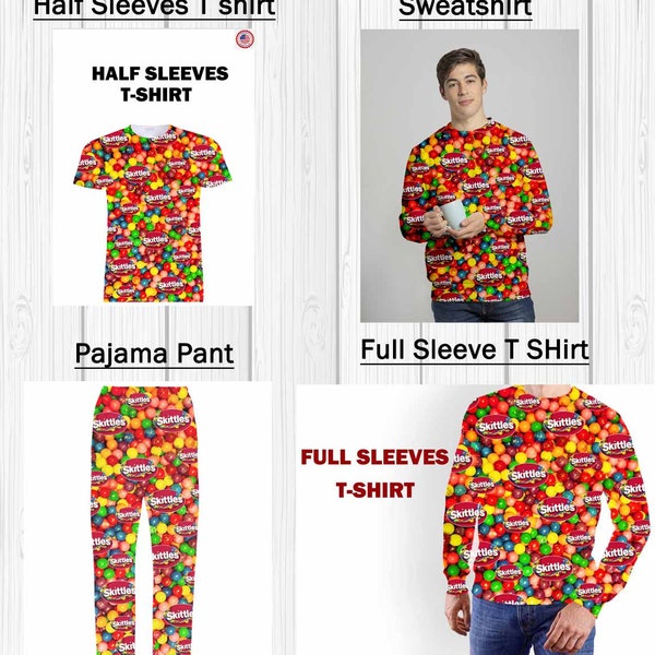 Skittle Themed PJ's/ Hoodie/ Sweatshirt/T Shirt, Gift for Foodie, Foodie Gift, Candy Lover Gift, Candy PJ, Valentine Gift,Food Lover Gift