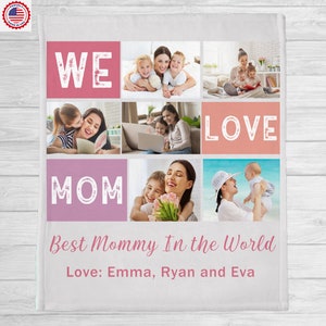 Custom Mother&#39;s Day Blanket, Custom Picture Blanket,We Love You Mom Blanket, Personalized Blanket from Kids Grandkids,Mother&#39;s Day Gift Idea