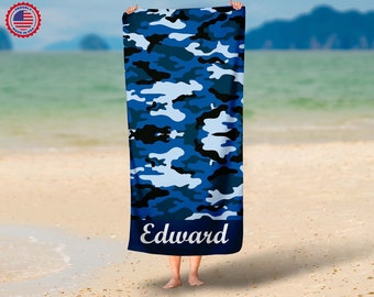 Personalized Camouflage Beach Towel,Camo Lover,Personalized Name Towel ,Customized Gift , Spring Break Towel, Vacation Towel,Birthday Gift