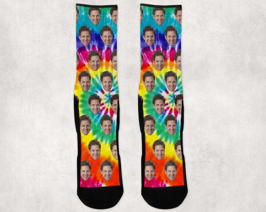 Face Socks, Your Face on Tie N Dye Socks, Selfie Socks, Your Face on