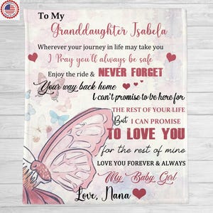 Personalized Blanket To My Granddaughter, Christmas Gift Idea, Gift From GrandMa, Gift for Granddaughter, Granddaughter Blanket,Dorm Blanket