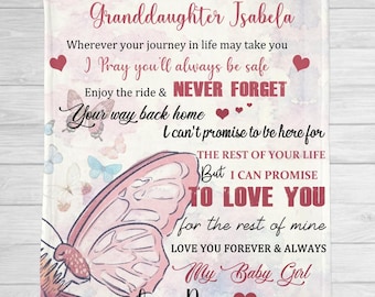 Personalized Blanket To My Granddaughter, Christmas Gift Idea, Gift From GrandMa, Gift for Granddaughter, Granddaughter Blanket,Dorm Blanket