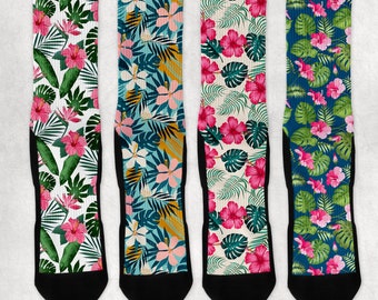 Hawai Floral  Socks, Unique Gift,Wedding Socks,Bride Socks,Bridesmaid Gift, Bridesmaid Socks, Groom Socks, Mother's DayGift,