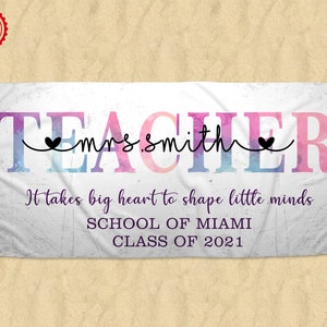 Personalized  Teachers Appreciation Gift , Personalized Teacher Beach Towel ,Custom Name beach towel ,Summer Gift, Gift for Teachers