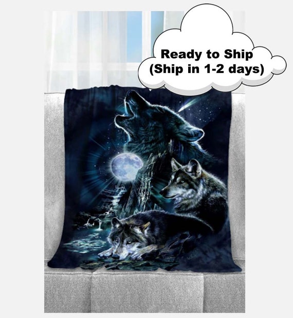 Wolves Throw Blanket All Over Print Wolf Lover Blanket Fun Gift Wolf in the Night Etsy Canada