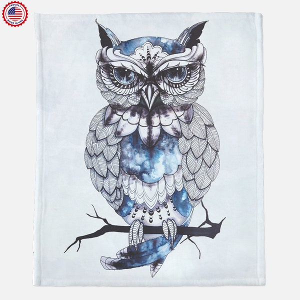 Owl Blanket, Watercolor Owl Blanket and throws, Nature Lover Gift, Animal Lover Gift