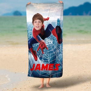 Superhero Face towel/ Photo personalized face Beach Towel/Custom face towels/Super Hero Lover Gift, Pool party gift, Superhero Party Favor