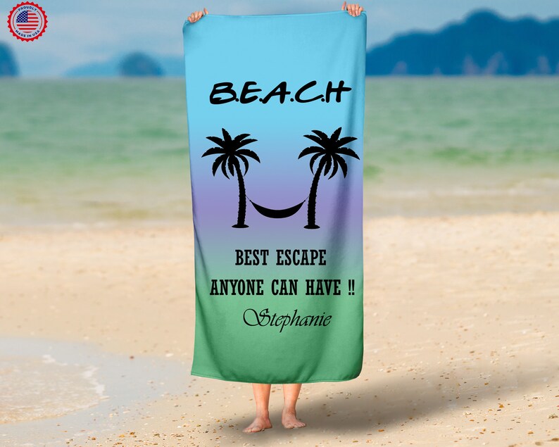name on beach towel