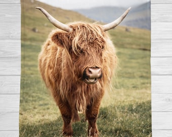 Highland Cow Blanket , Western Cow Blanket, Cow Lover Gift, Animal Throw Blanket , Nature Lover Gift, Unique Gift Idea