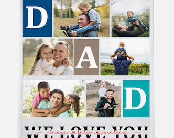 Personalized Photo Blanket For Dad ,Father&#39;s Day Blanket for Dad,Personalized Throw Blanket,Gift for Dad from kids, Father Appreciation Gift