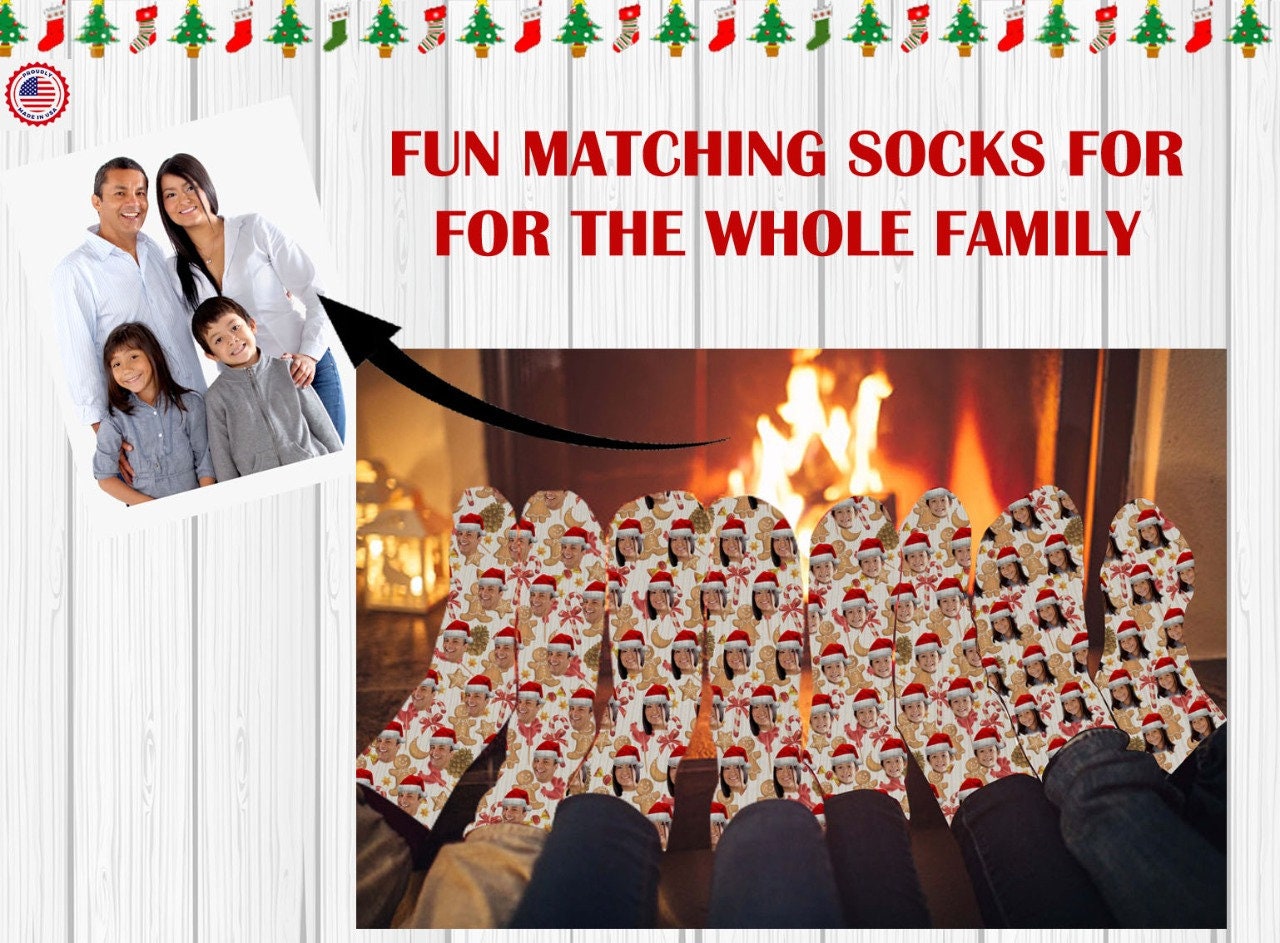 Custom Fun Matching Family Christmas Socks Christmas Face Etsy
