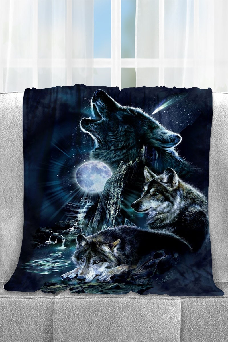 Wolf fleece blanket sale
