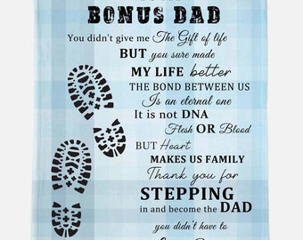 Bonus Dad Gift, Step Dad Christmas Gift ,Blanket for Bonus Dad, Hero Dad Personalized Throw,Custom Gift Step Dad from Kid,Father Day Gift