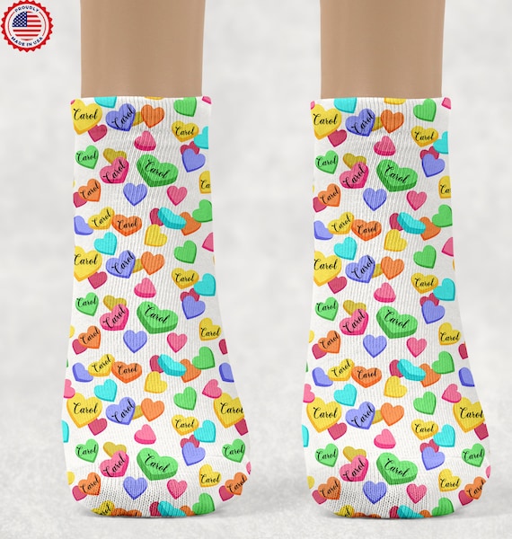 Caramelle a cuore minuscolo personalizzate per San Valentino, calzini con  nome per bambini Calzini per bambini con nome personalizzato Regalo di