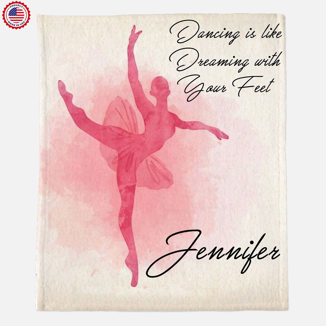 Photo Blanket Ballerina Girl Kids Custom Face Name Gifts, Ballet Picni