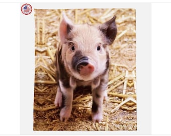 Cobertor de porco, presente para amantes de porcos, cobertor de animais, presente para amantes da natureza, ideia de presente única, cobertor de porco adulto