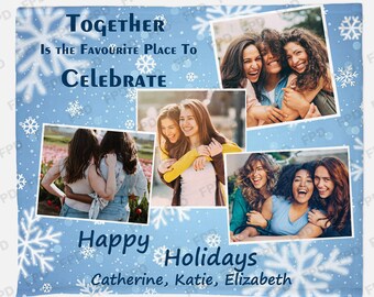 Personalized Holiday Collage blanket,Custom Throw Blanket,Holiday Gift for your Friend/loved ones,Christmas Gift,Holiday Gift Friends Family