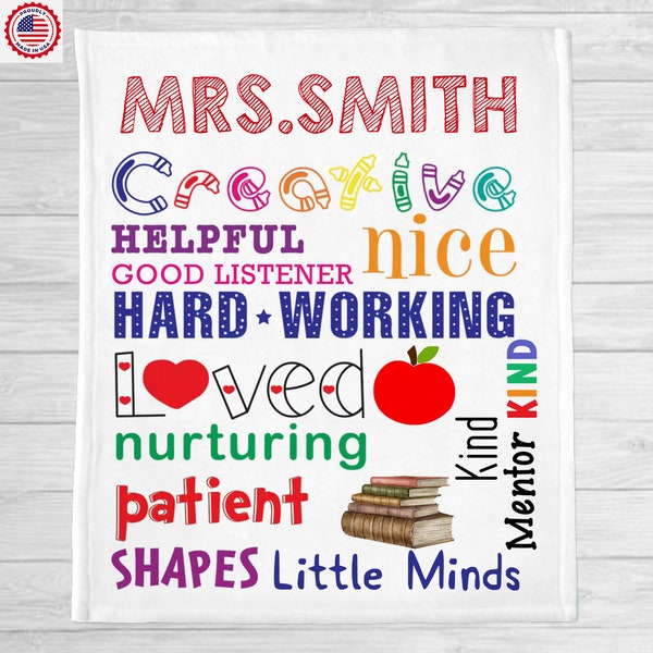 Teacher Appreciation Gift,Personalized Art Teacher Blanket,Personalized Teacher Gift, My Favorite Teacher, End Of Year Gift, Principal Gift