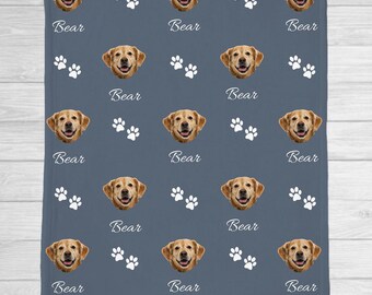 Manta personalizada para animais de estimação, manta com o rosto do seu cão estampado, lembrança para guardar de recordação, presente para donas de cachorro, presente de verão para pais de pets