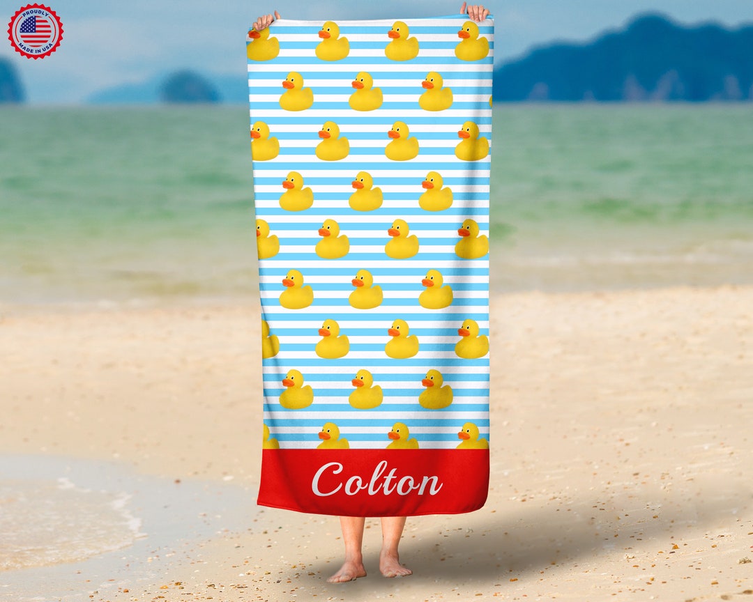 Personalized Rubber Duck Beach Towel Kids, Summer Beach Towel , Custom